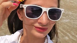 Naked Walking and Risky Pee on the Beach