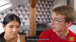 Hunt4k. slim dark haired and her skinny boyfriend need cash