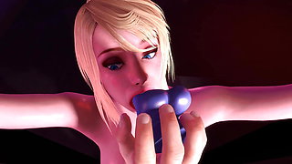 BDSM Samus Deepthroats a Dildo Metroid Porn Parody