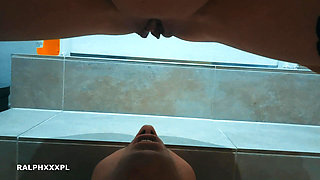 Long morning pissing in the slave's mouth, Human toilet slave