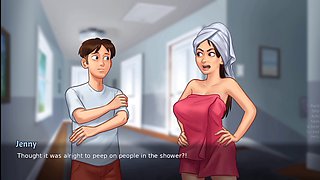 Stepson assists his stepmom in the summertime saga game