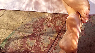 Sexy Blonde Wife Enjoys Foot Worship Naked Outdoors