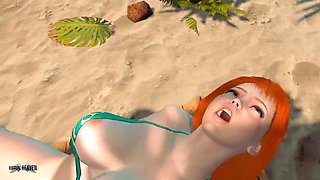 Nami relieving stress at the beach - 3D Animation by VirtualHeaven