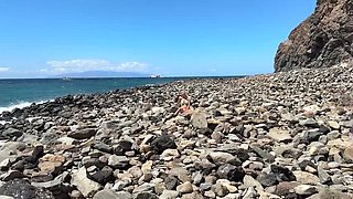 Blonde and Brunette Threesome Fuck on Nudist Beach - Wiss Chris