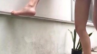 Russian teen sucks cock before outdoor fuck
