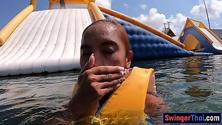 Asian GF waterpark fun then sex at home