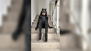 Mistress in Nylon Catsuit and Knee High Boots Humiliated You