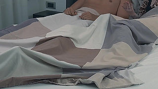 Step Mom Seduces Step Son in Stormy Bed Share - Husband Watches Creampie!