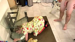 Stepmom Erin Electra Stuck and Anal Fucked by Step Son in Kitchen