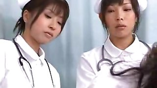 Milf Japan doctor instructs nurses on proper handjob