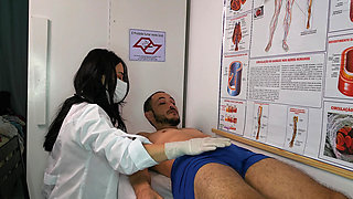 Nurse gets excited when she sees her patient's erection