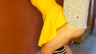 Fucked the neighbor standing up and quickly cummed inside
