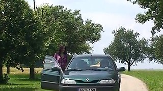 Sexy German Babe Fucked Outdoors After Blowjob in a Car