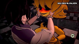 NSFW cartoon with busty milf featuring FNaF Foxy and Chica