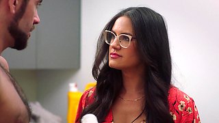 A seductive brunette makes love with her boyfriend