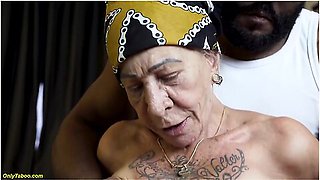 77 Years Old Tattooed Granny Bbc Ass Fucked