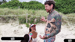 Football Playing Beach Babes W Little Bush Jc Wilds & Sofie Reyez Creampied In Foursome - Immoral Live 4K