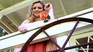 BBW Cute Codi Vore shows her curves on the porch