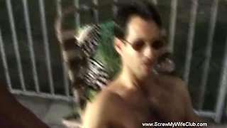 Brief Hair Sandy-Haired Swinger Gets BIG BLACK COCK Orgy Lovin’ Practice