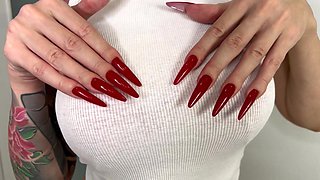 Red Long Nails and Red Lips