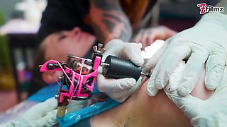 Inked paramours Big Dick foursome merry's tattooed venture