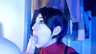 Ada Wong gives footjobs and reverse cowgirl shoejob in high heels and stockings