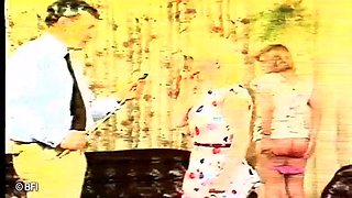 Perv dude spanking and punish two sluts
