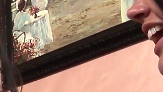 Two beautiful lesbians lick and fucks while a guy plays his huge dick