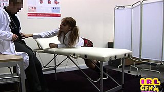 Uniform nurse CFNM get tugjob and BJ
