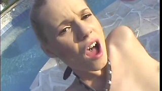 Young Blonde Summissive Slut with Small Tits Yasmine Gold Was Drilled by Her Dominant Boyfriend Near the Pool