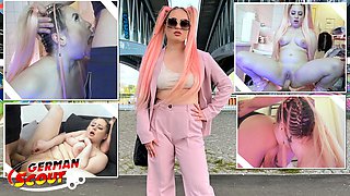 GERMAN SCOUT - Pink Hair Teen Maria Gail with Saggy Tits at Rough Anal Sex Casting