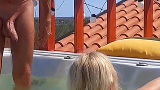 Amateur Blonde Mature Wife Enjoys Naked Pleasure in Whirlpool