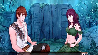 Hentai pleasure in a visual novel before getting it on