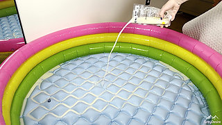 Lactating MILF Hucow Playing In A Pool Of Breast Milk - Grey Desire