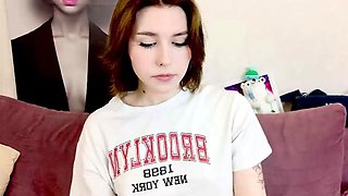 Amateur cougar MILF with small boobs is jerking cock