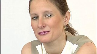 German housewife fucks dildo on camera