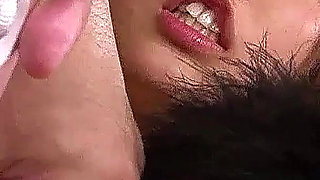 College Japan skinny teen with hairy pussy fucked by step dad and friend