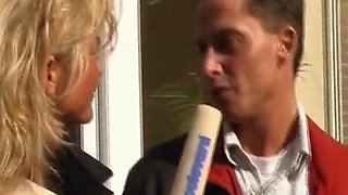 Big Titted German Reporter Sucking Cock on Casting