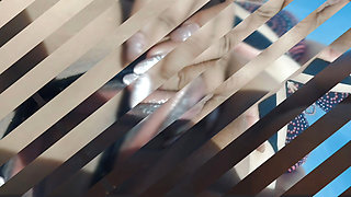 Latina brunette sucks her stepdad's cock and masturbates while he masturbates his cock