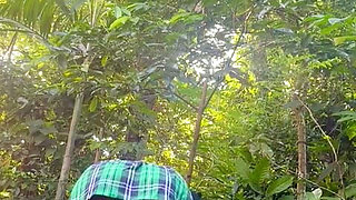 Sri Lankan Girl Outdoor Dildo Fuck in Green Uniform Pussy Spread