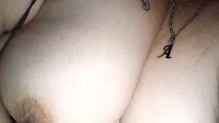 My wife masturbating the rich fat hairy pussy she has