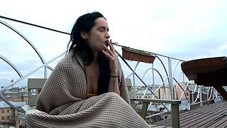 SISPORN. Guy catches stepsister smoking and fuck