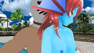 fucked a monster girl next to the pool