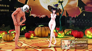 mmd r18  Happy Halloween event sex party ahegao sex hentai 3d taimanin anal cum swallow