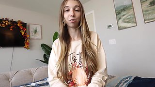 Sucking on my dick under the table while I'm talking to our stepmom