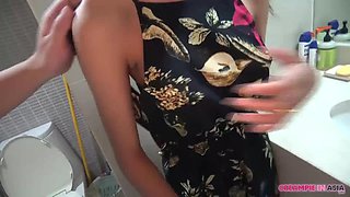 Skinny Asian Pierced Her Tight Pussy By Taking Huge Cock