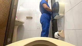 Pussy of a beautiful nurse in a public toilet