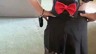 Public Flashing in Micro Skirt and Sexy Stockings