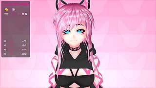 Pink vtuber MokyMoo has fun with her new sex toys during a stream