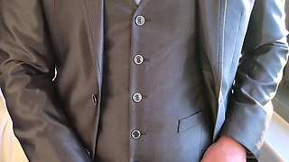 Suited Groom Jerks off in Hotel Room
